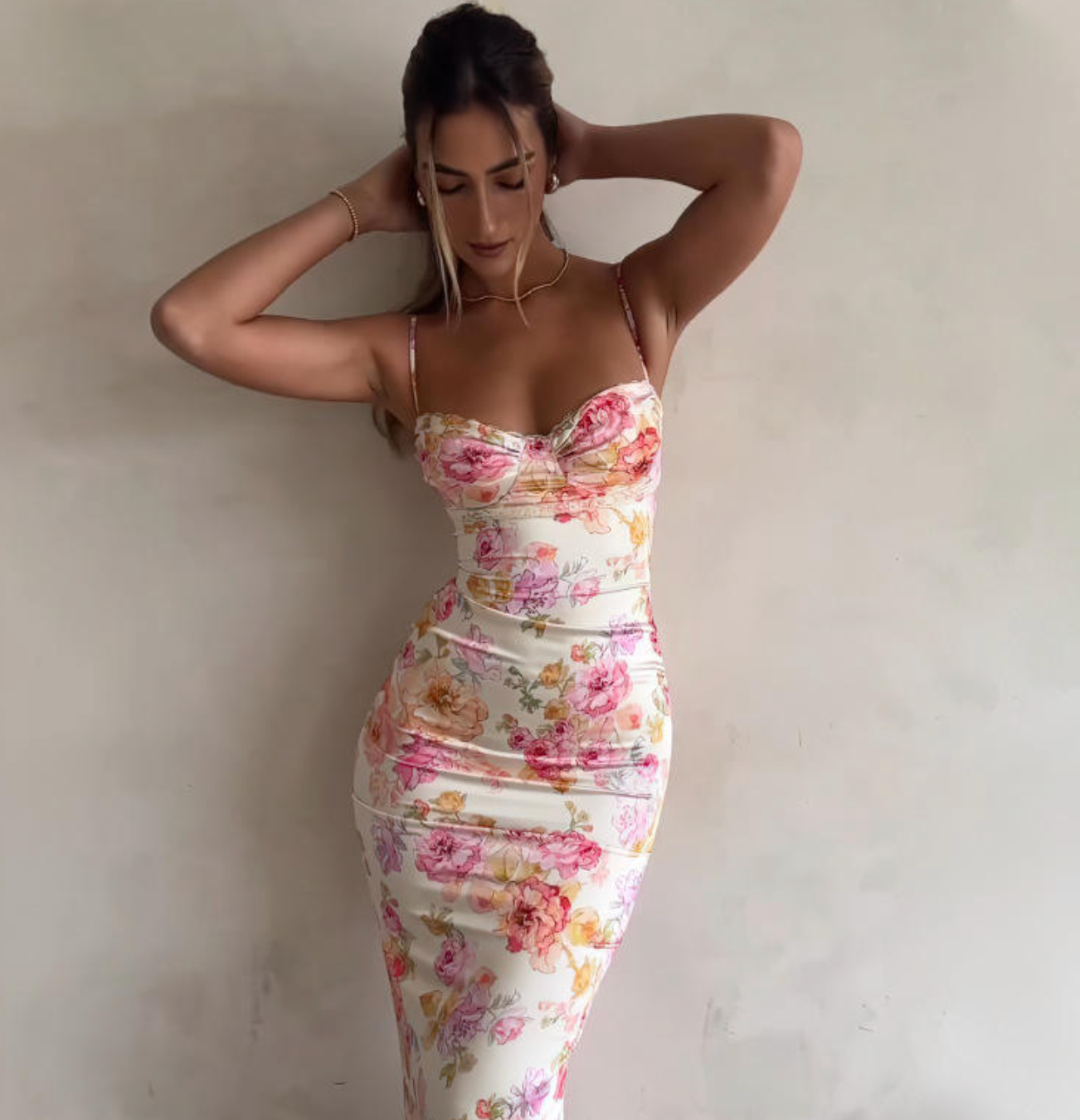 Women’s French Floral Print Summer Dress