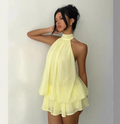 Women’s Halter Neck Backless Layered Dress